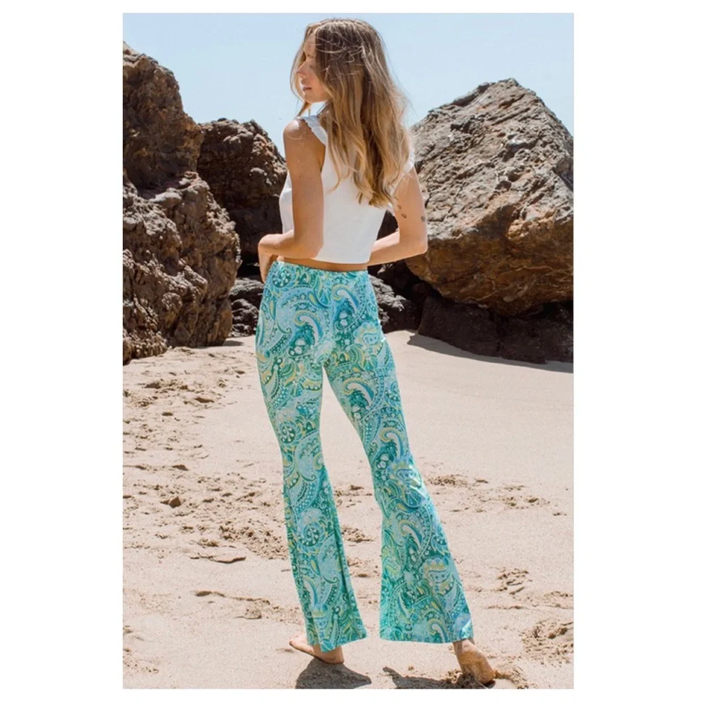 35 $20 start❤️ Pretty green paisley flare pants - Picture 6 of 6